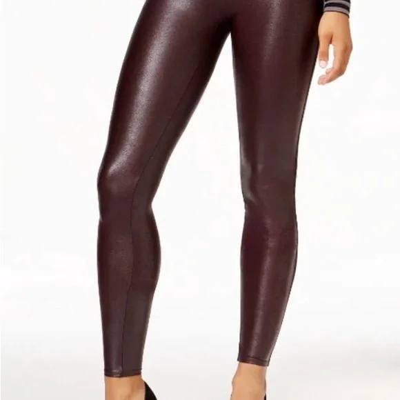 Spanx Faux Leather Leggings S/P Wine Merlot